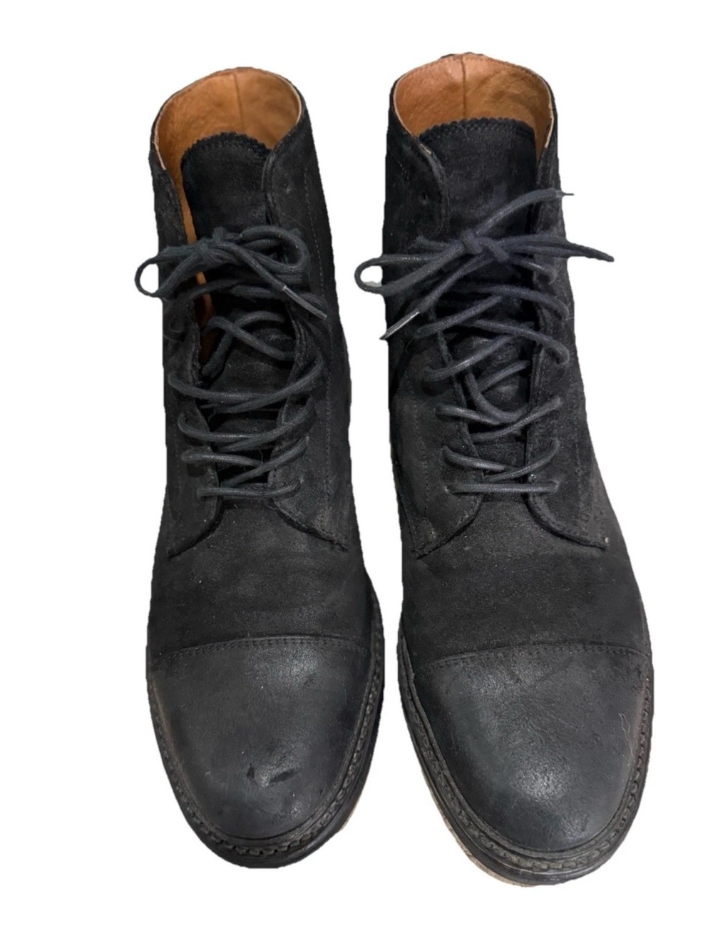 Frye Black Suede Leather Seth Cap Toe Lace Up Men's Combat Boots Size 9 3480612